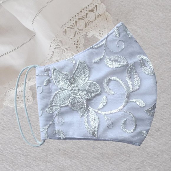 2 White Lace Linen Face mask, Art face mask - Picture 6 of 7